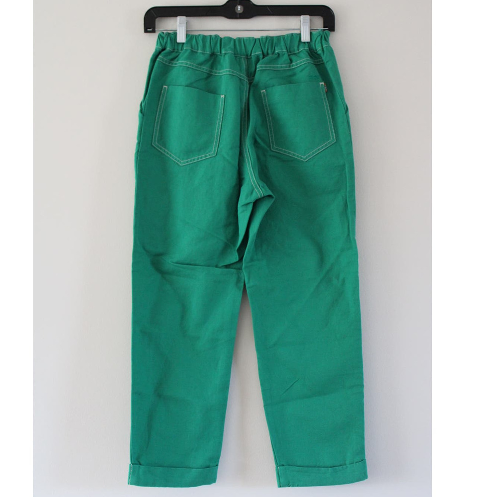 NWT Bonpoint Boys Lester Pants High Rise Cotton Linen Green Straight Trouser 12 - Picture 2 of 11